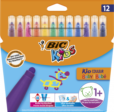 Pochette de 12 feutres de coloriage Kids - BIC - Pointe extra large