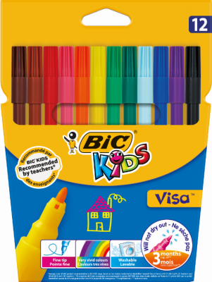 Pochette de 12 feutres de coloriage Visa - BIC - Pointe fine
