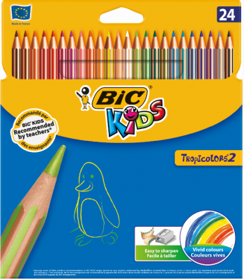 Bic bic kids crayons de couleur tropicolors, &eacute;tui en carton noir