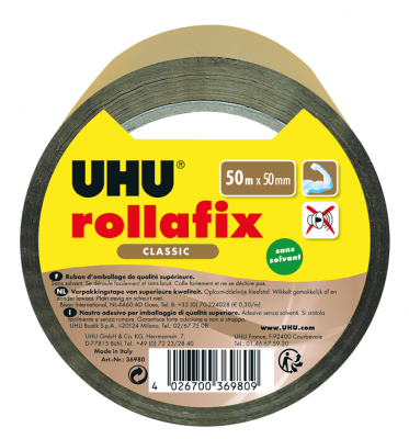 Uhu Ruban adh&eacute;sif d'emballage sans solvant havane 50mx50mm - Lot de 4