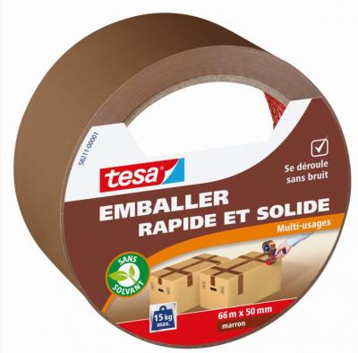 TESA Ruban adh&eacute;sif d'emballage Rapide et Solide - 66m x 50mm - Marron