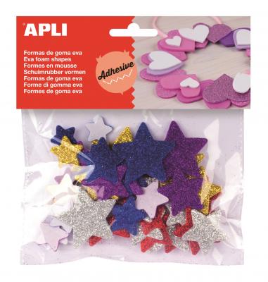 APLI Sachet de 50 &eacute;toiles En mousse - Adh&eacute;sive &agrave; paillettes
