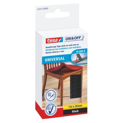 Tesa bande auto-agrippante a coudre et a coller - 1 m x 20 mm - noir