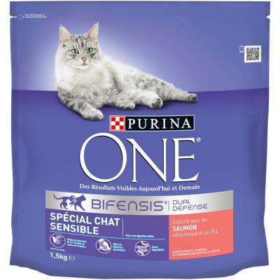 Croquettes Pour Chat Sensible Saumon Purina One - Le Sac De 1,5 Kg