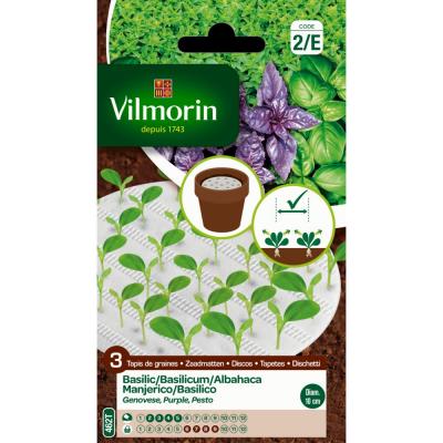 Tapis trio de basilic 3x10cm grand vert, pesto, pourpre
