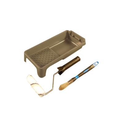 Kit sp&eacute;cial fer Petit bac &agrave; peinture + Mini rouleau 110 mm + Brosse &agrave; rechampir acrylique