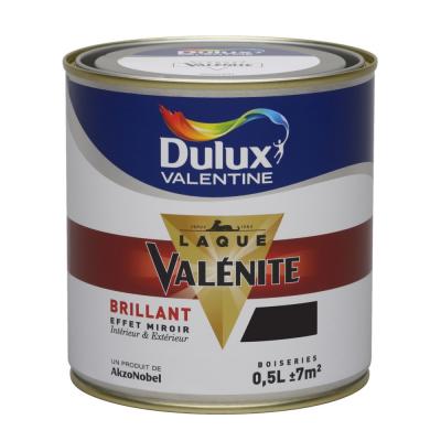 Peinture Laque Val&eacute;nite Brillant Noir 0,5 l Dulux Valentine Noir