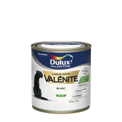 Peinture Laque Val&eacute;nite Satin Blanc 0,5 l Dulux Valentine Blanc