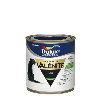 Peinture laque pour boiseries Val&eacute;nite Dulux Valentine satin noir 0 5L