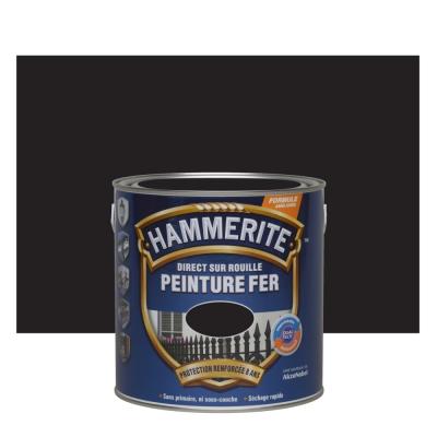 Peinture m&eacute;tal direct sur rouille Hammerite satin noir 250ml