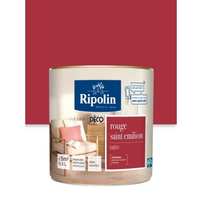 Ripolin - Peinture Murale Toutes Pi&egrave;ces - Satin - 0,5L - Rouge Profond