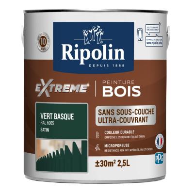 Peinture Ripolin EXTREME BOIS microporeuse satin 2.5 L vert basque