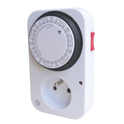 Programmateur hebdomadaire blanc 2 p&ocirc;les + terre 230V - Blanc