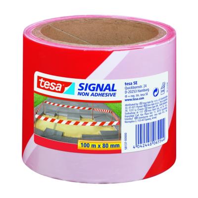 Tesa ruban adh&eacute;sif de signalisation - 100m x 80mm - rouge et blanc