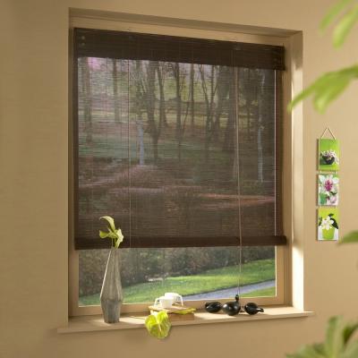 Store enrouleur tamisant Madeco Roll'up bambou chocolat 100 x 180 cm