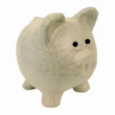 D&eacute;copatch AC764C - Un support en papier brun m&acirc;ch&eacute; 12x12x12 cm, Tirelire cochon