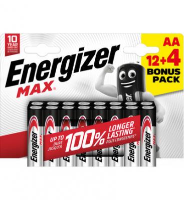 Energizer Pile alcaline AA / LR6 Max - Pack Promo 12 + 4 GRATUITES