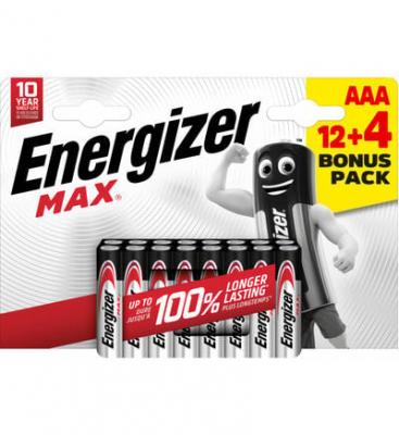 Energizer Pile alcaline AAA / LR3 Max - Pack Promo 12 + 4 GRATUITES