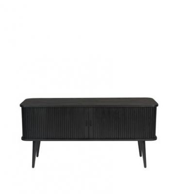 Meuble tv 2 portes 120x40x57,5 cm d&eacute;cor ch&ecirc;ne noir - barbier