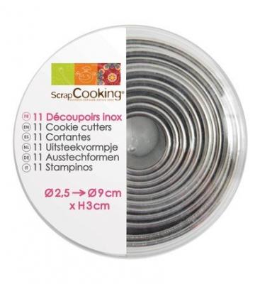 Bo&icirc;te De 11 Emporte-pi&egrave;ces Ronds En Inox, Scrapcooking