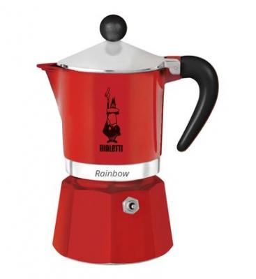 Bialetti Rainbow Caffettiera Colorata, Alluminio, Rossa, 3 Tazze