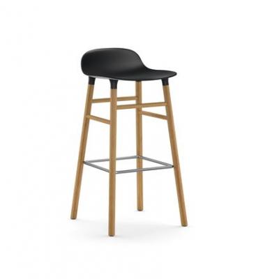 Chaise de bar Form avec structure en bois - 75 cm - Ch&ecirc;ne - noir