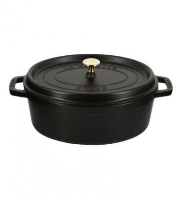 Cocotte ovale en fonte &eacute;maill&eacute;e 29cm noir mat - 1102925 1102925