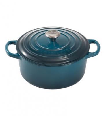 Cocotte ronde en fonte &eacute;maill&eacute;e bleu &Oslash;20 cm - 2,4 L Bleu Le Creuset