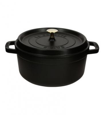 Cocotte ronde en fonte &eacute;maill&eacute;e 28cm noir mat - staub - 1102825