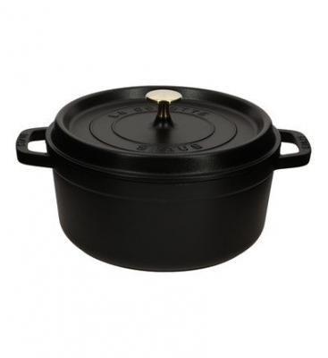 Cocotte ronde en fonte &eacute;maill&eacute;e 34cm noir - 1103425 1103425