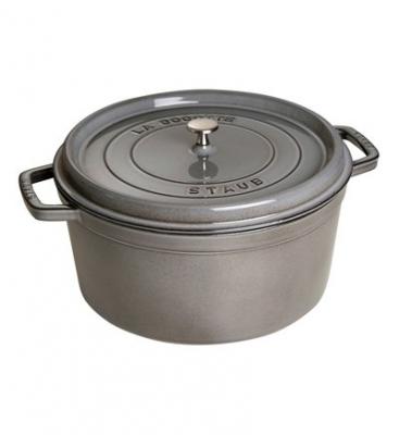 Cocotte ronde en fonte &eacute;maill&eacute;e 30cm gris graphite - 1103018 1103018