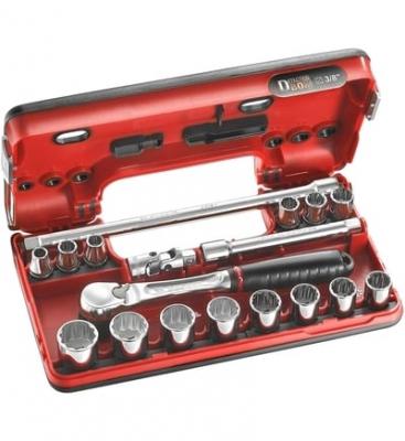 Jeu de douilles Facom 3/8Z D-Box, 18 pi&egrave;ces JL.DBOX112PB