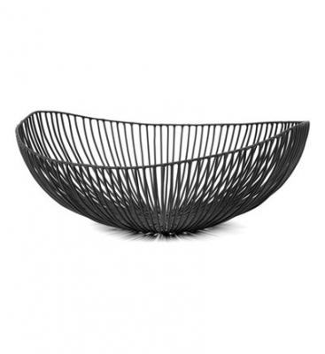 Corbeille ovale MEO M&eacute;tal Noir H14 x 37 x 33 cm