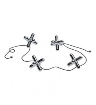 Accueil - Dessous de plat TRIPOD L 60cm x 3,2cm x H 3,2cm Zamac chrom&eacute;
