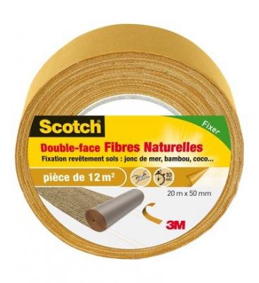 Double face fibres naturelles jaune 20 m x 50 mm