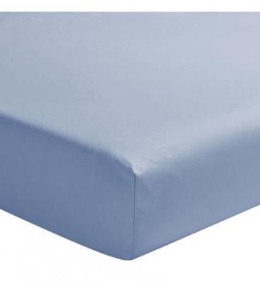 Drap housse en percale de coton bleu 180x200
