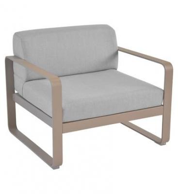 Fauteuil Bellevie FERMOB avec coussins gris flanelle Muscade