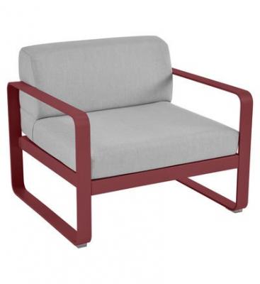 Fauteuil Bellevie FERMOB avec coussins gris flanelle Piment