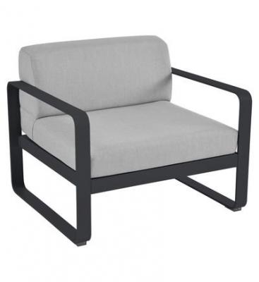Fauteuil Bellevie FERMOB avec coussins gris flanelle Carbone