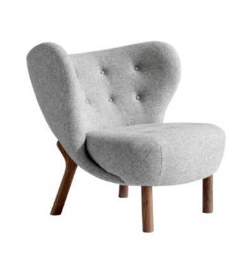 Fauteuil en laine gris et pieds en noyer Little Petra VB1 -&tradition