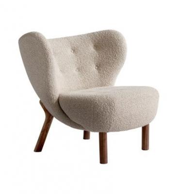 Fauteuil en laine beige et pieds en noyer Little Petra VB1 -&tradition