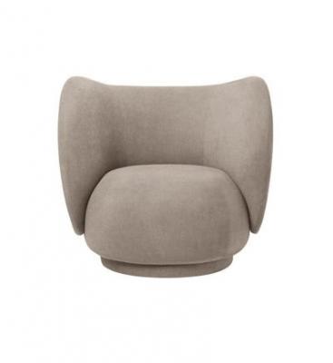 Fauteuil - RICO Bross&eacute; L 87 x P 81,5 x H 79 cm, assise H 41 cm Sable