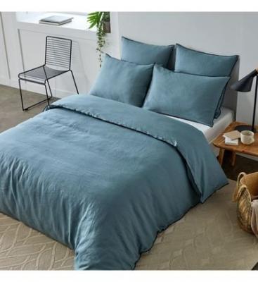 Housse de couette 240x220 cm Vert de gris et bourdon noir en Lin