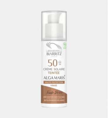 Cr&egrave;me solaire visage teint&eacute;e SPF50 - Dor&eacute;e - LABORATOIRES DE BIARRITZ