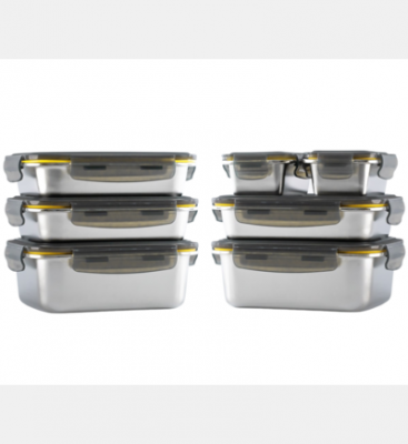 Lot de 7 boites alimentaires en inox - MetalShock