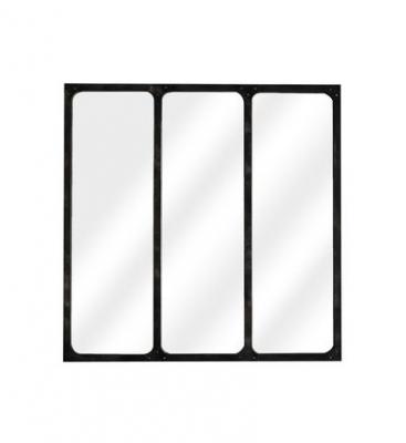 Miroir atelier 3 bandes 70x70cm m&eacute;tal noir