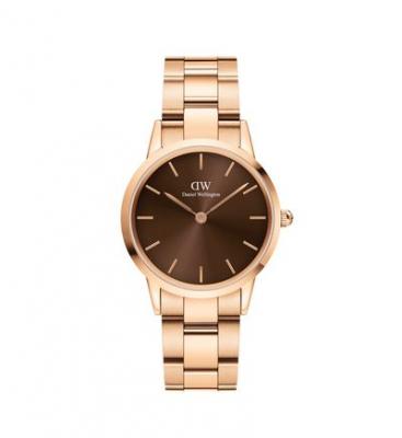 Montre Femme Iconic Marron DW00100462 Rose Daniel Wellington