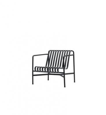 Fauteuil de jardin lounge en m&eacute;tal anthracite Palissade - HAY