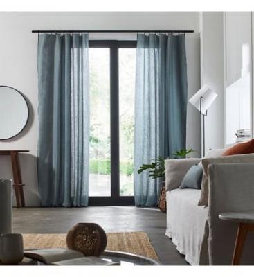 Rideau panneau 150x280 cm Vert de gris et bourdon noir en Lin