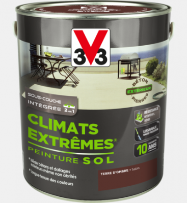 Peinture sol Climats extr&ecirc;mes&reg; V33, terre d'ombre satin&eacute;, 2.5 l